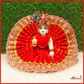 Shaneel Cutdana Lace Work Red Laddu Poshak